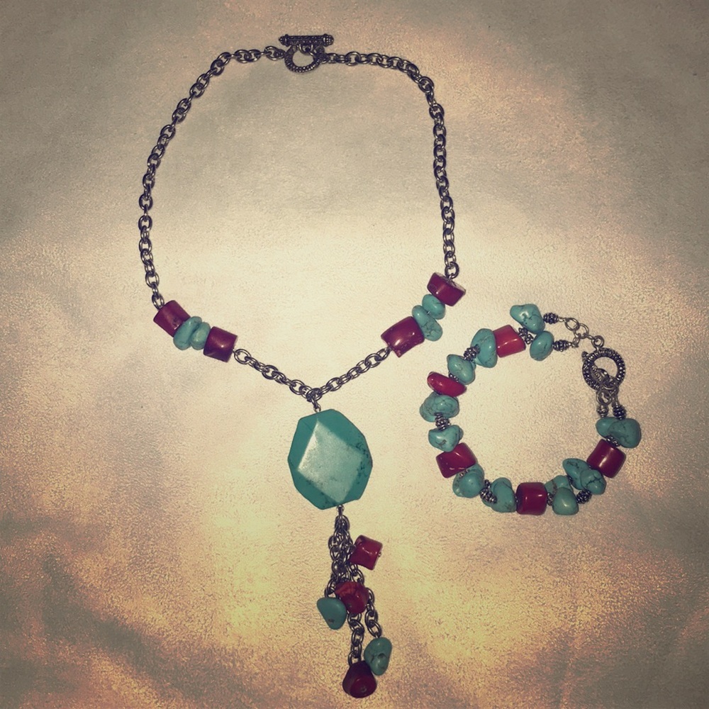 Vintage Turquoise and Coral Necklace
